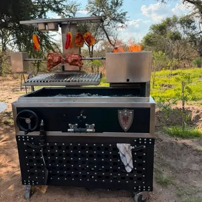 Argentinian grill set up in the bush