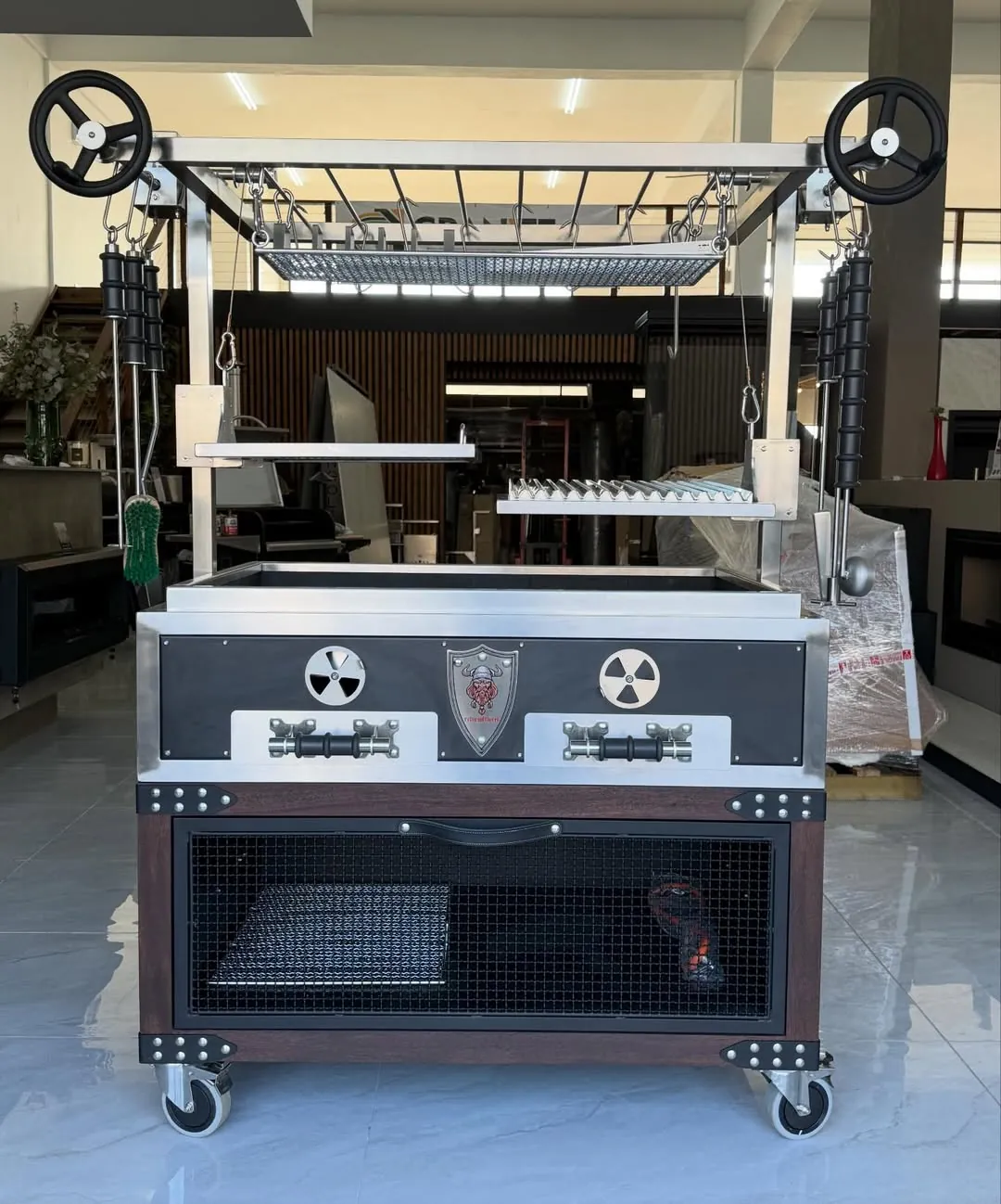 Finished double wheel Argentinian grill
