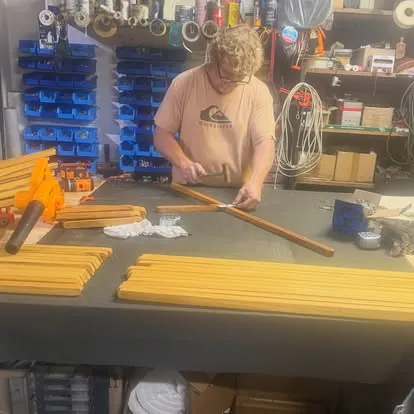 Shaping hardwood in the workshop